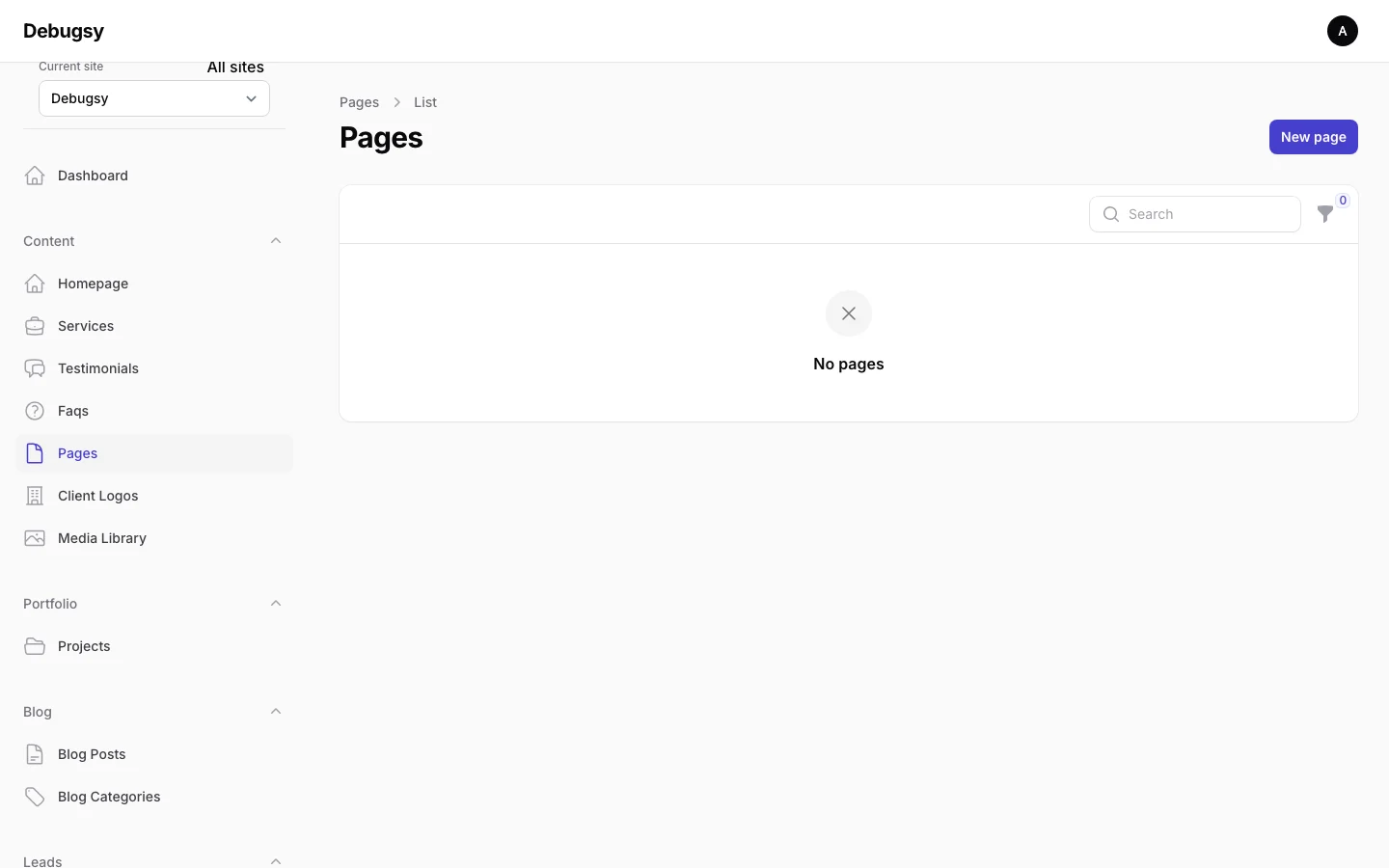 Debugsy page editing interface