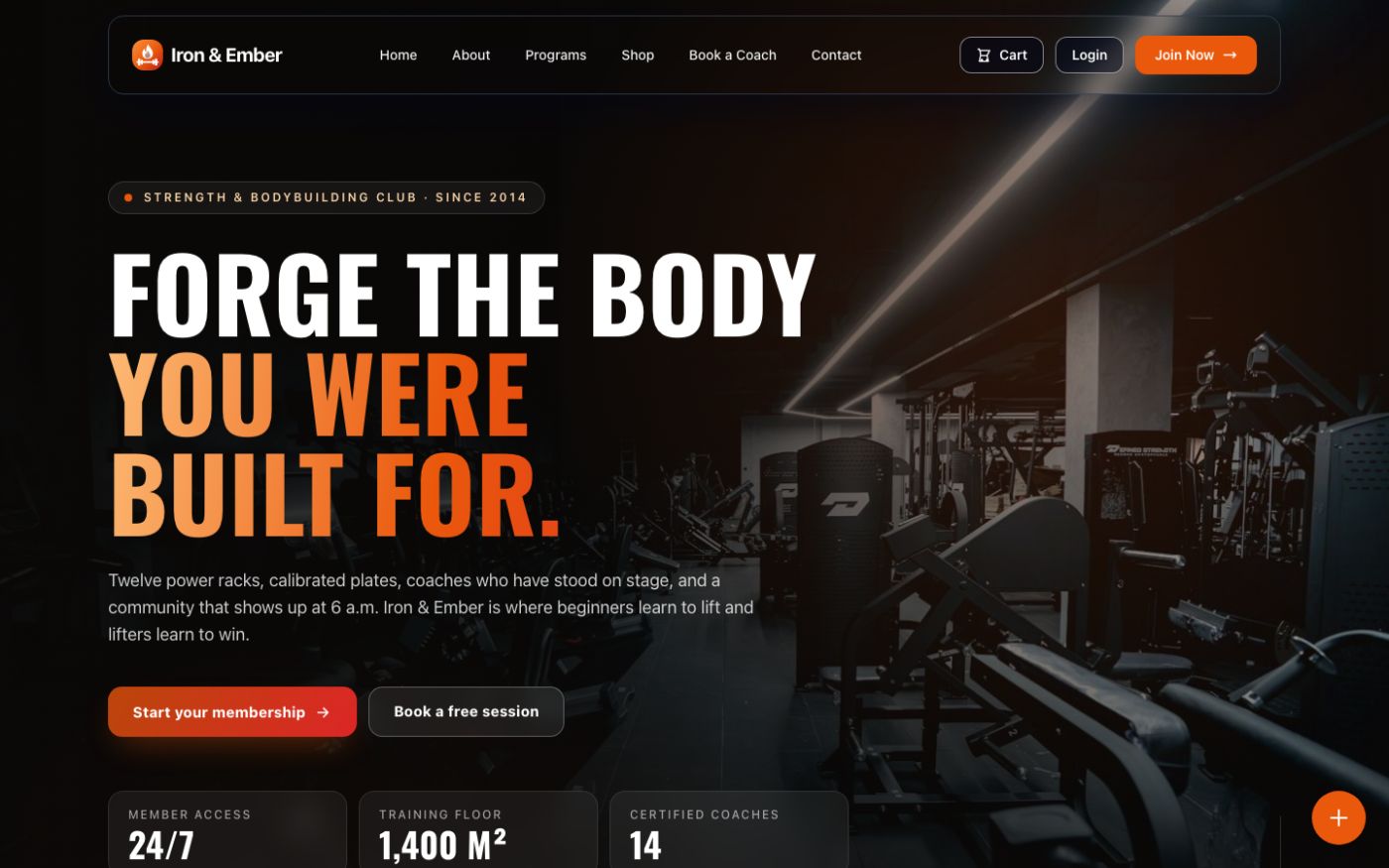 Iron & Ember Gym website template preview